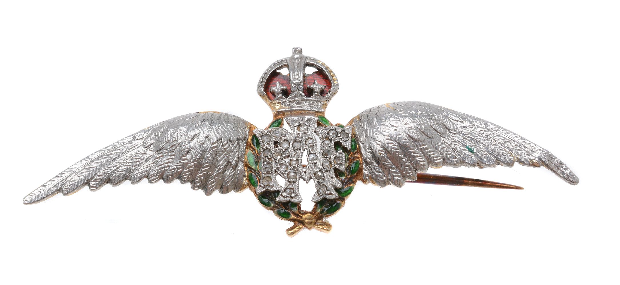 A mid 20th century diamond and enamel RAF sweetheart brooch