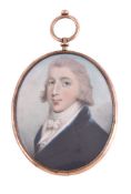 ϒ William Thicke (fl. 1787-1814), portrait of a young gentleman wearing a blue coat
