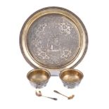 A Russian silver parcel gilt circular waiter