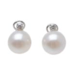 A pair of South Sea cultured pearl and diamond earrings