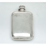A Victorian silver rounded rectangular spirit flask by Sampson Mordan & Co