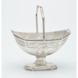 A George III silver canted-rectangular pedestal sugar basket by Robert Hennell I