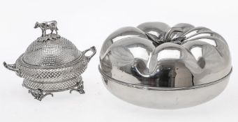 A Victorian electro-plated butter dish and cover
