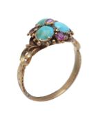 An 1830s turquoise and ruby ring