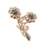 A sapphire floral spray brooch