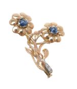 A sapphire floral spray brooch