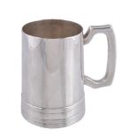 A silver straight-tapered christening mug by Walker & Hall