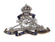 A mid 20th century Royal Artillery diamond set sweetheart brooch