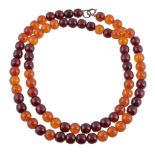 An amber coloured necklace