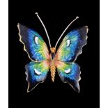 An enamel butterfly brooch
