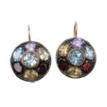 A pair of multi gem set earrings