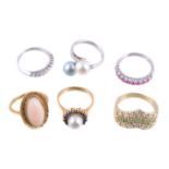 ϒ Six gem set rings