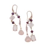 A pair of rose quartz, ruby and cultured pearl earrings