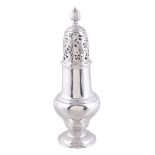 A late George II silver ogee baluster sugar caster by Samuel Wood