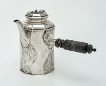 A Danish silver shaped cylindrical small coffee pot by Michelsen, Copenhagen 1920