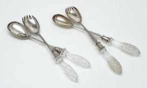 Two pairs of silver salad servers, by John Aldwinckle & Thomas Slater, London 1886