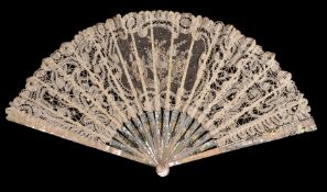 ϒ A mother of pearl fan, French, third quarter 19th century