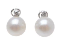 A pair of South Sea cultured pearl and diamond earrings