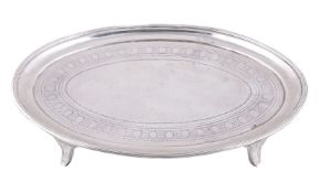 A George III silver oval tea pot stand by Charles Chesterman II, London 1791