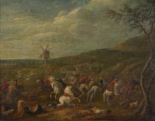Flemish School (18th century)Battle scene with windmill