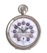The Atlas Watch, White metal open face keyless wind oversized pocket watch