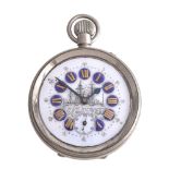 The Atlas Watch, White metal open face keyless wind oversized pocket watch