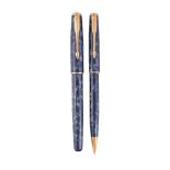 Parker, Sonnet, an indigo lacque fountain pen and propelling pencil