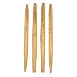 Parker, Classic Perle, a gold plated fountain pen, roller ball pen, ball point pen and propelling pe