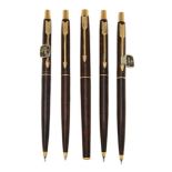 Parker, Classic, a thuya lacque fountain pen and four propelling pencils