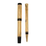 Parker, Duofold Centennial, a gold plated fountain pen and propelling pencil