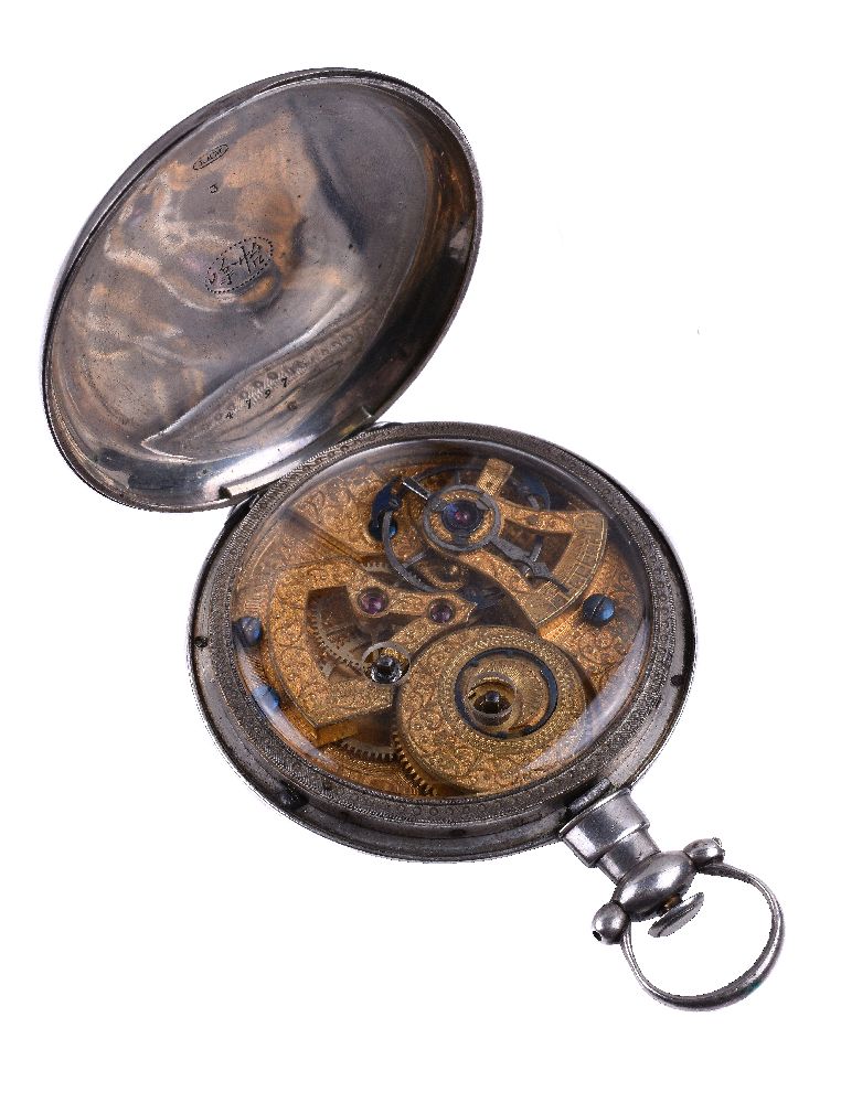 Unsigned, Silver coloured open face pocket watch - Image 2 of 2