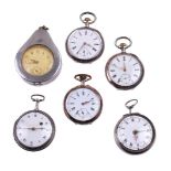 A collection of six pocket watches