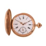 Unsigned,Gold full hunter keyless wind pocket watch