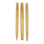 Parker, Sonnet Cascade, a gold plated fountain pen, ball point pen and propelling pencil