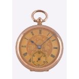 Unsigned,Gold coloured open face pocket watch