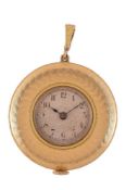 Unsigned, 18 carat gold pendant watch