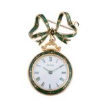 Letam,Gold and enamel brooch fob watch