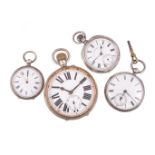 Unsigned,Oversized white metal open face keyless wind pocket watch