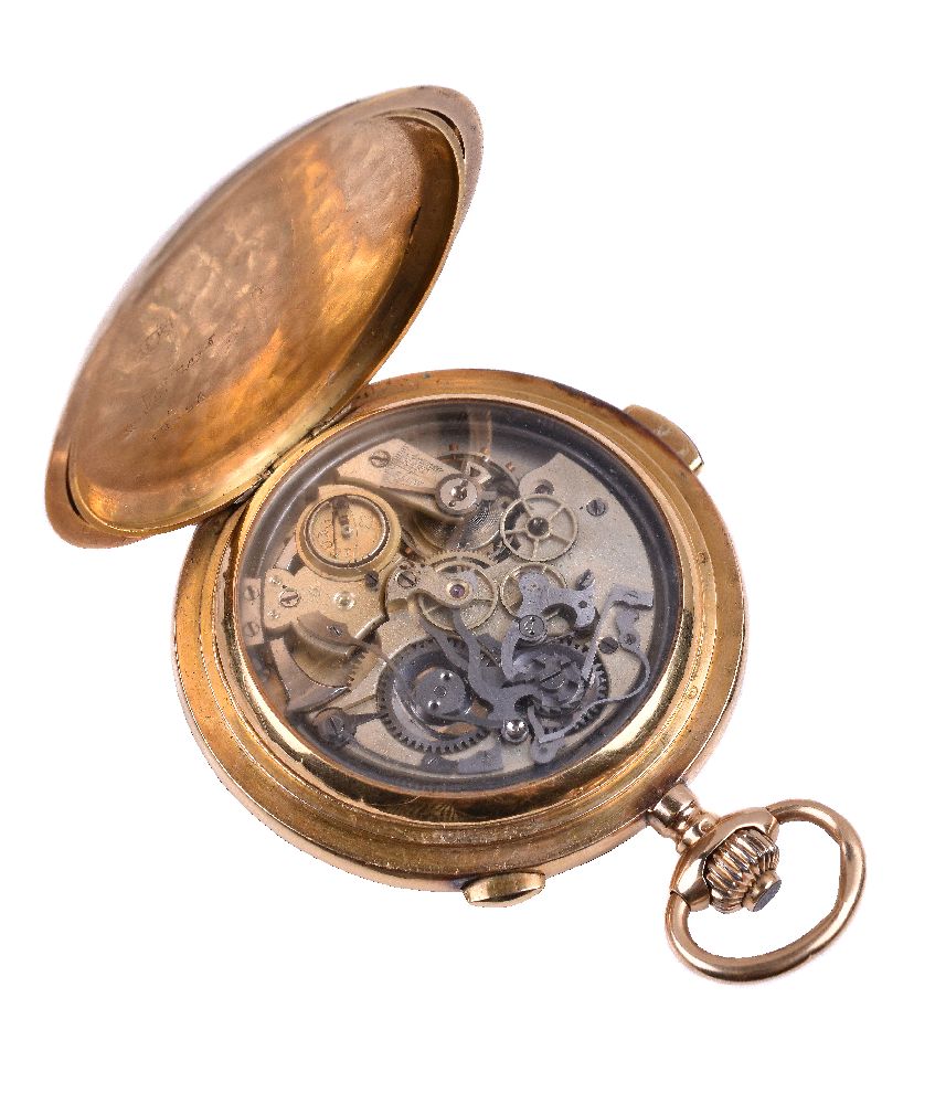 Volta,18 carat gold full hunter minute repeating chronograph keyless wind pocket watch - Image 3 of 3