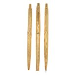 Parker, Classic Milleraies, a gold plated roller ball pen, ballpoint pen and propelling pencil