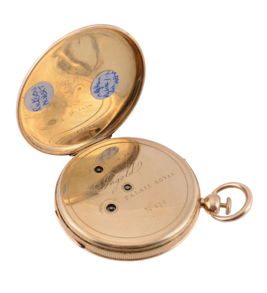 Ingold,Gold open face quarter repeater pocket watch with dead beat seconds - Image 3 of 3
