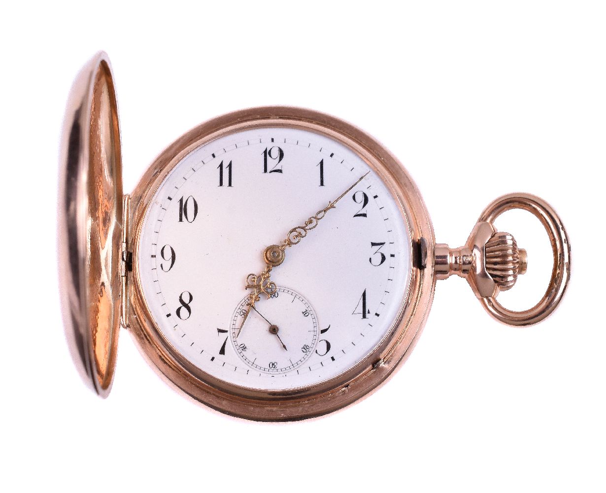 Unsigned,14 carat old full hunter keyless wind pocket watch