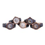 A collection of five Heritor wrist watches