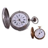 Perret & Fils,Silver coloured full hunter keyless wind repeater chronograph pocket watch