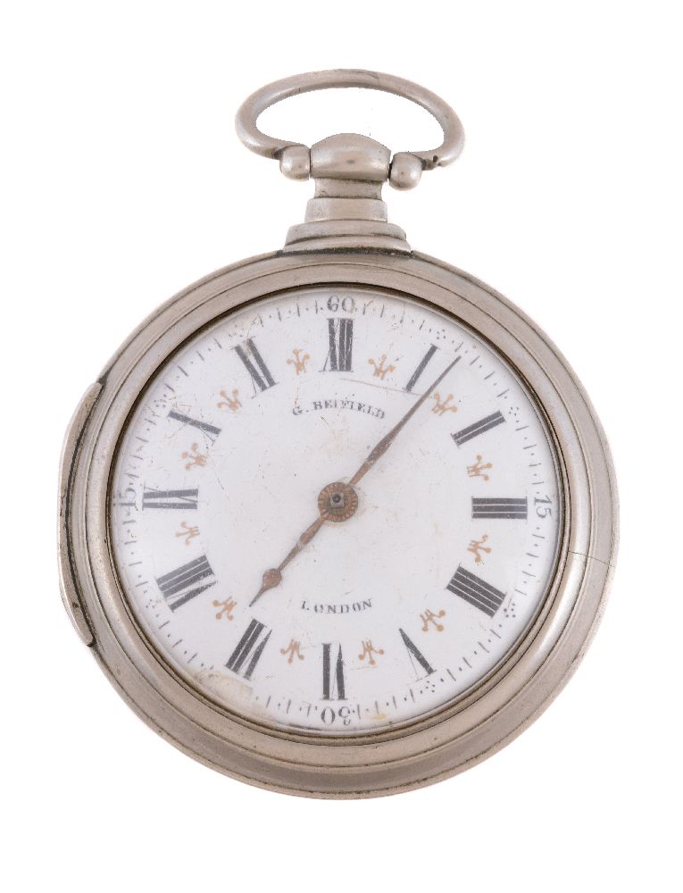 G. Beifield, White metal pair cased pocket watch