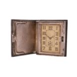 Unsigned,Silver and leather novelty book purse watch