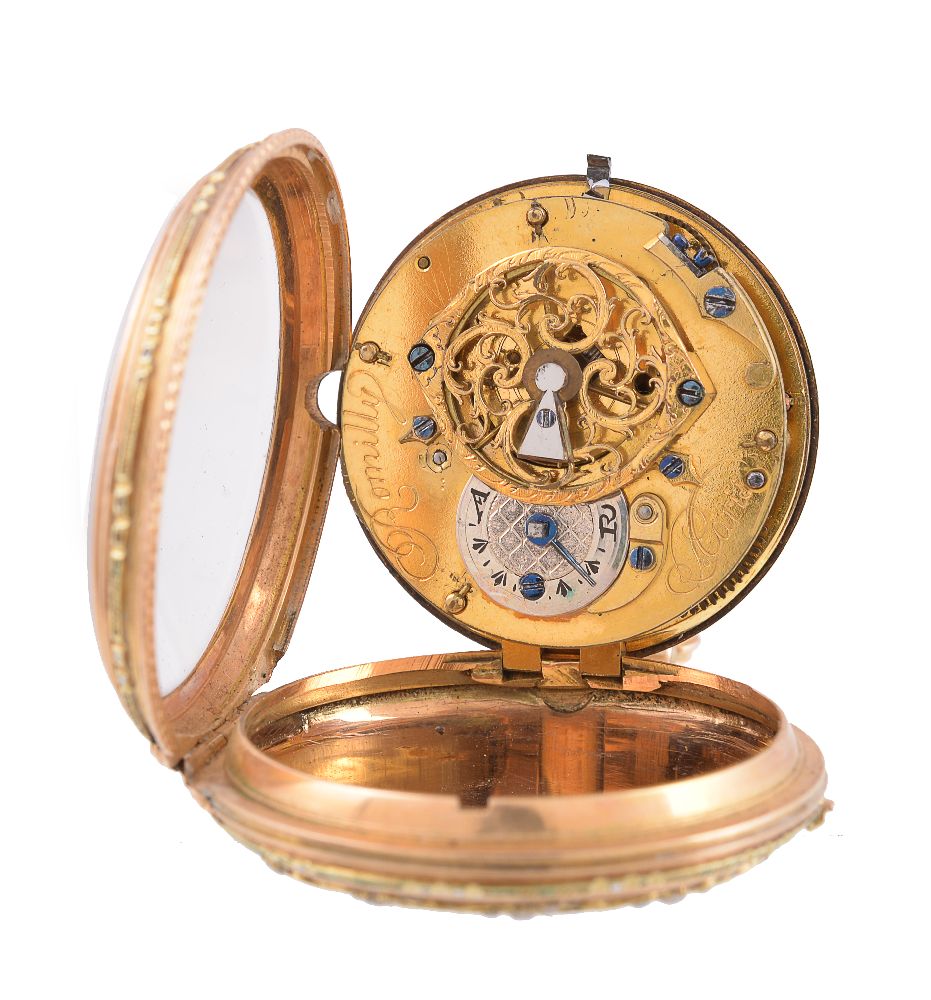 Romilly, A. Paris,Gold coloured and enamel open face pocket watch - Image 3 of 3