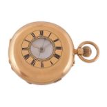 Victor Levy & Co.,18 carat gold half hunter keyless wind chronograph pocket watch