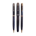 Parker, Vacumatic, a blue fountain pen and two propelling pencils