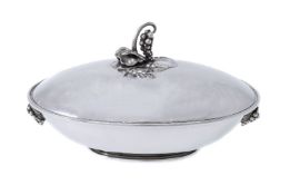 Georg Jensen, a Danish silver Grape pattern vegetable dish and cover